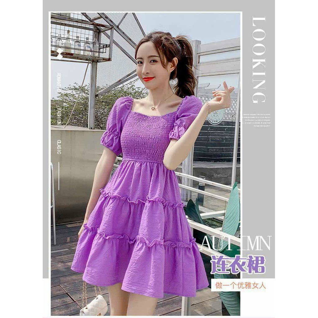 Đầm Nhún Ngực Tay Phồng 3 Tầng Ulzzang  - DT109