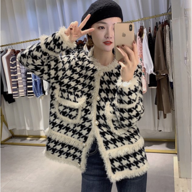 KHOÁC DẠ TWEET | Áo Khoác Dạ Tweet Cổ Tròn Dài Tay Caro Form Basic Ulzzang Hàn Quốc, Chất Dày Dặn Quảng Châu | BigBuy360 - bigbuy360.vn