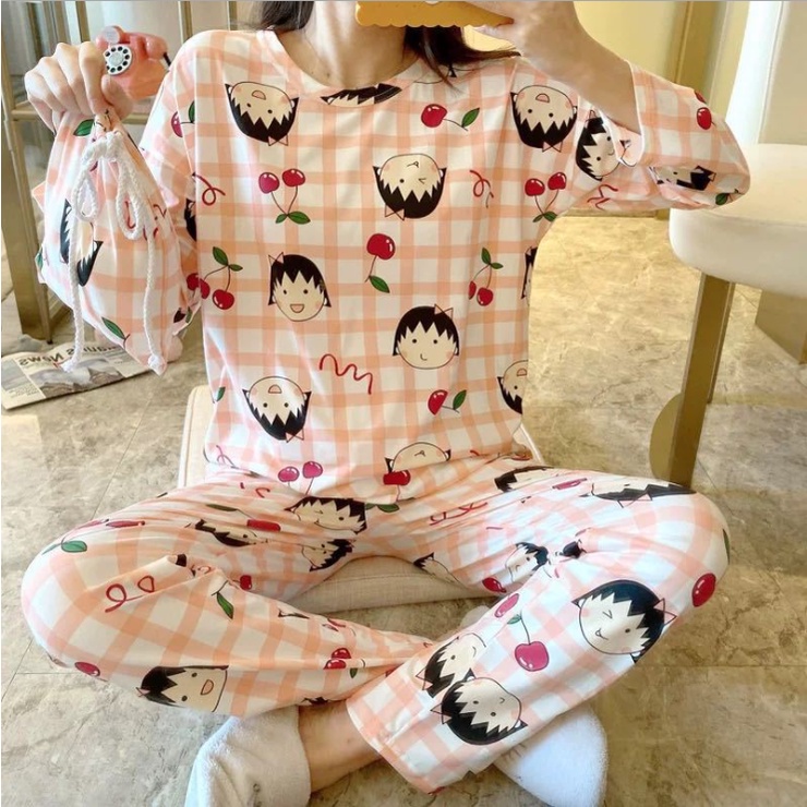 Đồ bộ nữ mặc nhà bộ ngủ dài tay chất thun lạnh thu đông mỏng dịu TD01