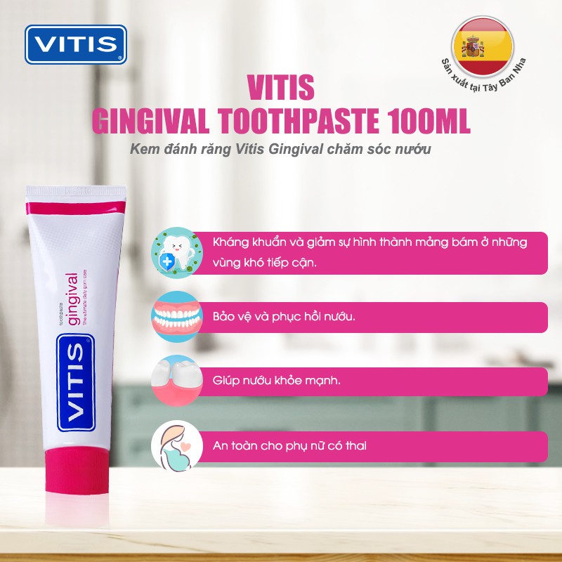 Kem đánh răng dành cho nướu bảo vệ men răng, bảo vệ nướu nhạy cảm Vitis Gingival 100ml