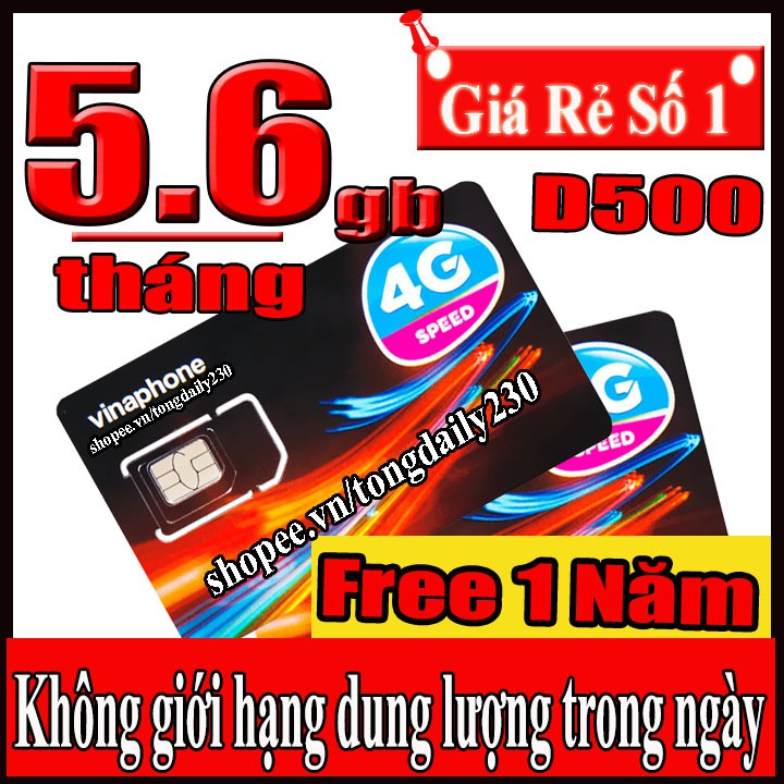 Sim 4G Vianphone trọn gói sử dụng 1 năm gói cước D500,D500t, tặng que chọc sim xin