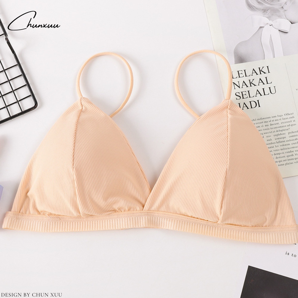 Áo bra nữ thun gân tăm vải cotton đệm mỏng không gọng co dãn thấm hút ChunXuu -BR19