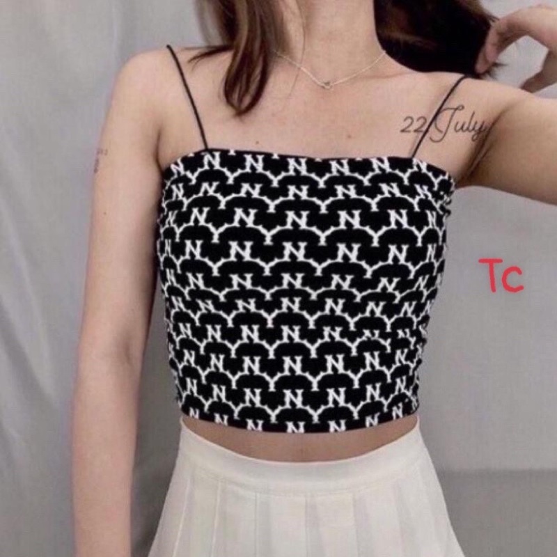 Áo Hai Dây Bún Họa Tiết YN 2 Màu Siêu Xinh🦋 Áo Croptop 2s Nữ So Hot