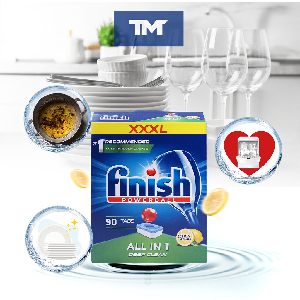 Viên rửa chén bát Finish All in one 90 viên hương chanh Finish EU