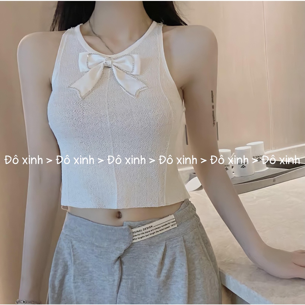🍓 Áo Len Ba Lỗ Cài Tag Nơ Mặc Trong Vest Xinh Xắn D50 ĐÔ XINH 🍓