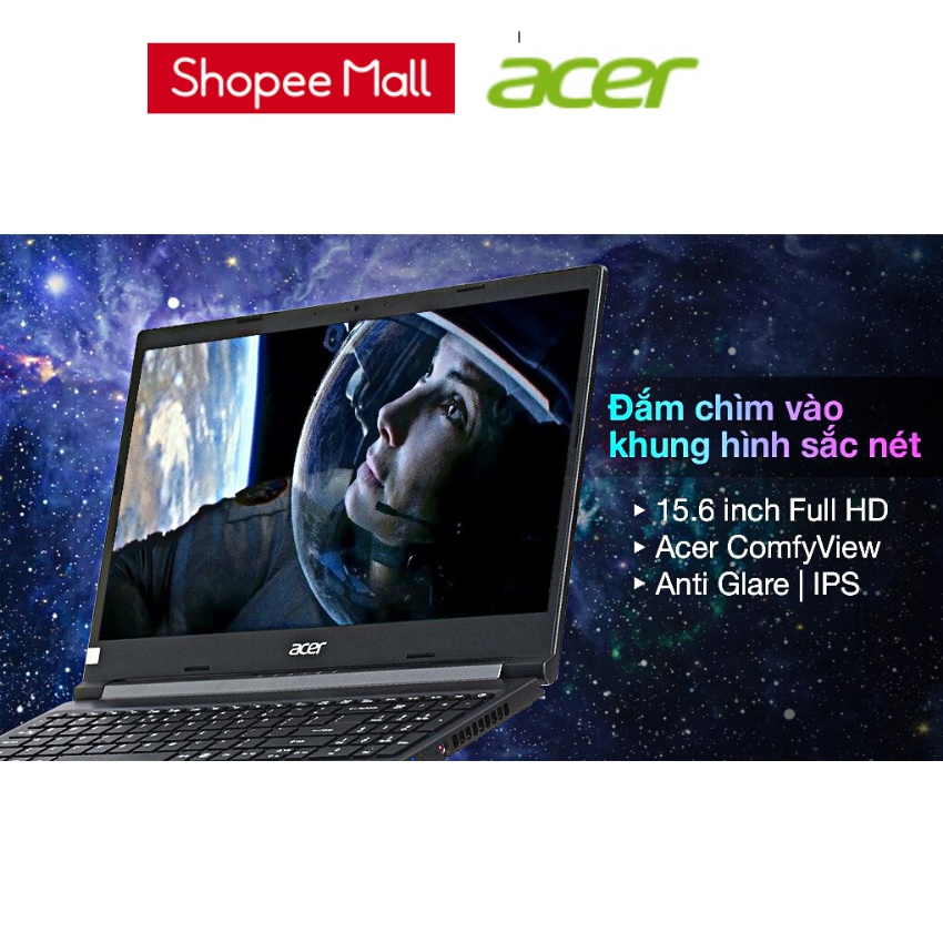 Laptop Acer Aspire 7 A715-42G-R05G (NH.QAYSV.007)/ Đen/ AMD Ryzen 5 5500U/ RAM 8GB/ 512GB SSD/NVIDIA GTX 1650/15.6&quot; FHD