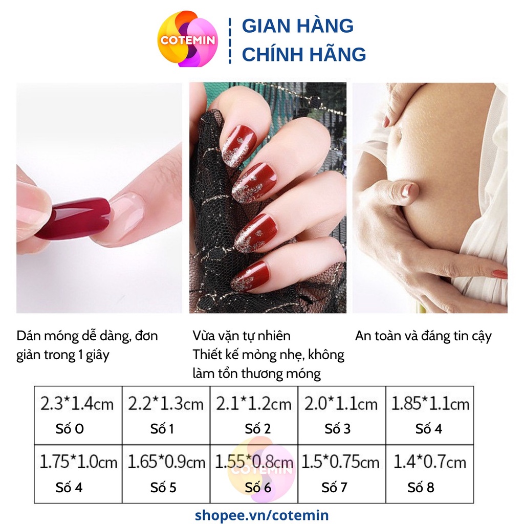 Móng tay giả 24 móng PINPAI thời trang cao cấp xinh xắn dễ thương dễ sử dụng COTEMIN  MÃ F779