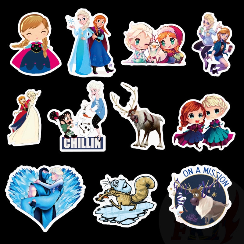 100Pcs/Set ❉ Frozen - Series A Disney Princess：Anna &amp; Elsa Stickers ❉ Pop Classical Cartoon Movie DIY Fashion Luggage Laptop Skateboard Decals Doodle Stickers