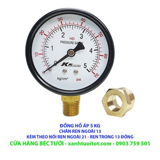 Đồng hồ đo áp lực nước loại 5 kg cm2