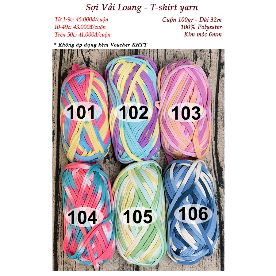 SALE BỎ MẪU - Sợi vải màu loang - T-shirt yarn.