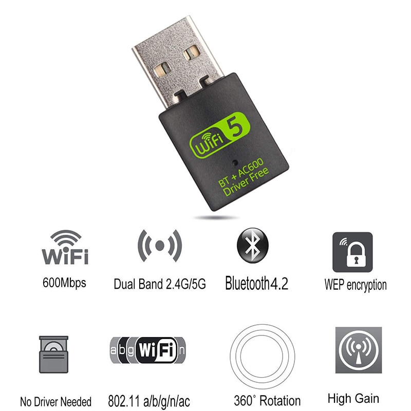 Usb Phát Wifi Bluetooth V5.0 2.4 / 5ghz 600mbps | BigBuy360 - bigbuy360.vn