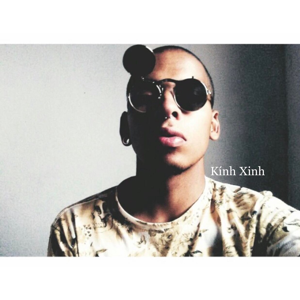 Kính râm Mắt Tròn Nhỏ Thầy Bói 2 Tròng Gọng Kim Loại Lò Xo Cao Cấp