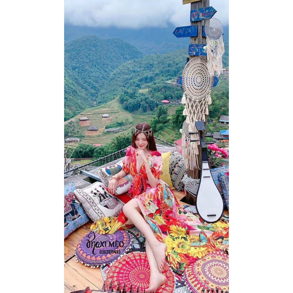 [FREESHIP] Đầm  maxi hoa xẻ nơ | BigBuy360 - bigbuy360.vn