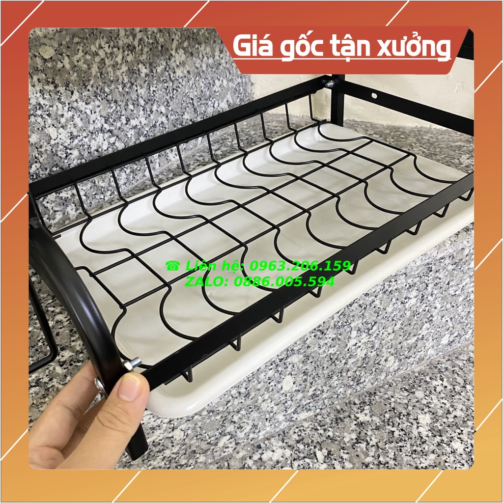 [HOT] Kệ Bát Đĩa 2 Tầng Bằng Thép Sơn Tĩnh Điện Màu Đen