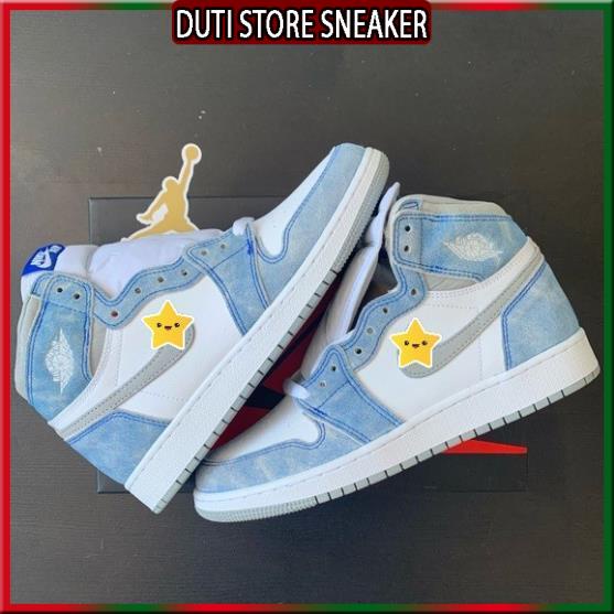 Giày Thể Thao air jordan hyper royal xanh nỉ, Giày Jodan 1 xanh nỉ cổ cao siêu hot 2021 Full Box Bill