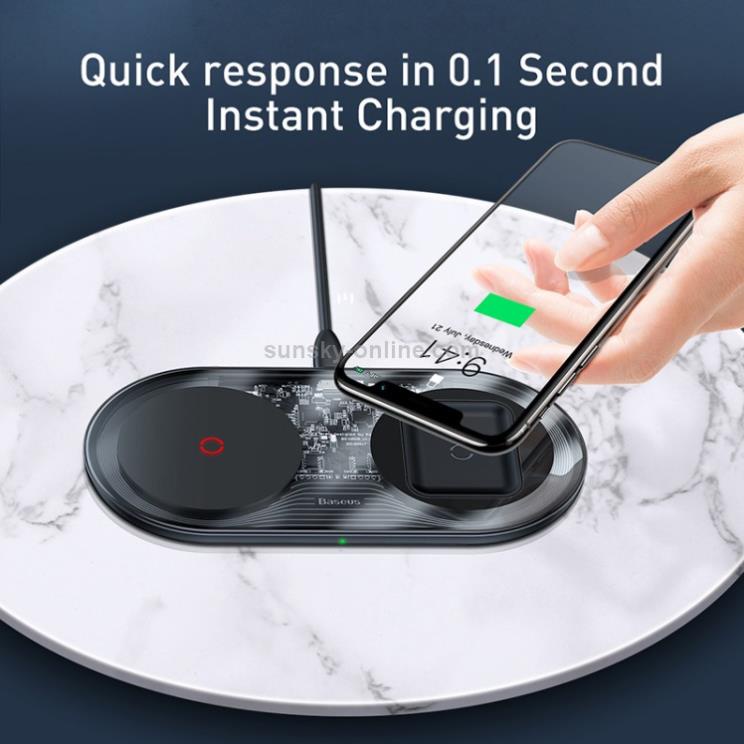 Dock Sạc Nhanh 24W Không Dây Cho điện thoại , đồng hồ  2in1 Baseus Simple Wireless Charger Turbo Edition TZWXJK-A01