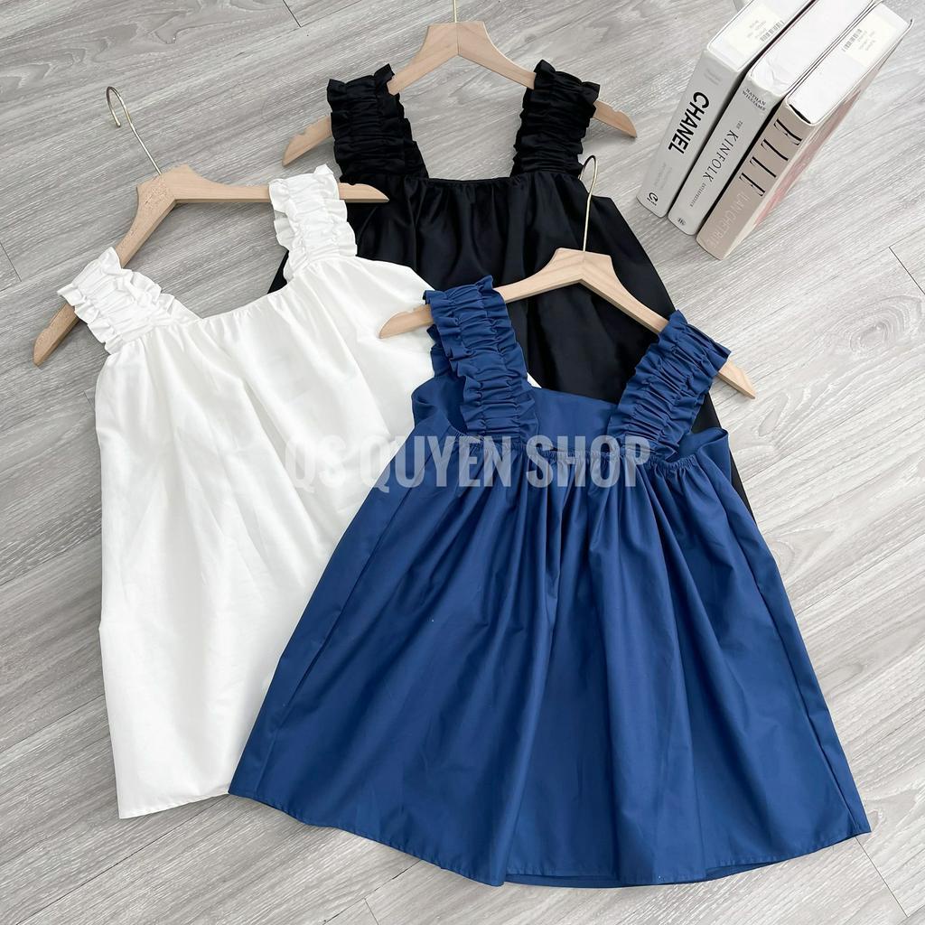 Áo Kiểu Babydoll Sơ Mi 2 Dây Nhún Thiết Kế QS QUYEN SHOP