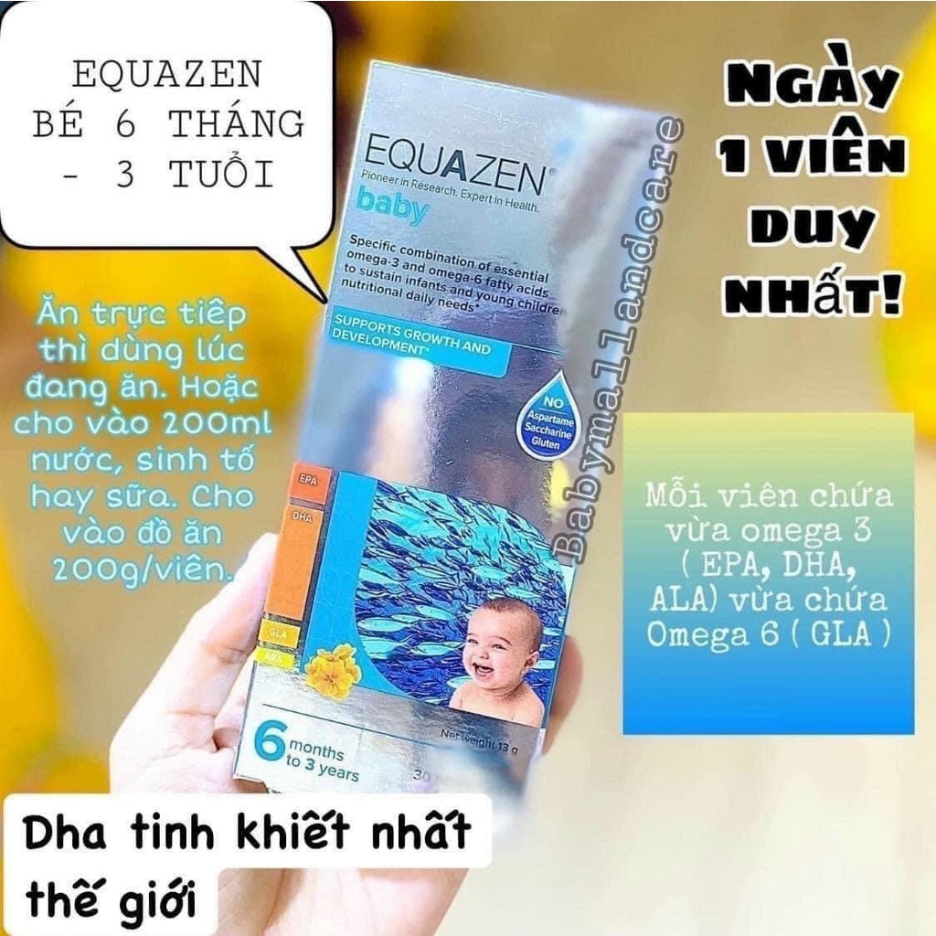 DHA cho bé EQUAZEN, viên uống bổ sung DHA cho bé giúp bé thông minh cho bé từ 6 tháng đến 3 tuổi (30 viên)