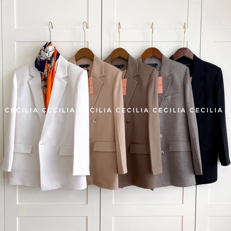 [Ảnh thật - hàng thiết kế] LA BEAUTÉ By CECILIA Áo khoác vest blazer 2 lớp, mỏng vừa mặc xuân hè thu, size S M L