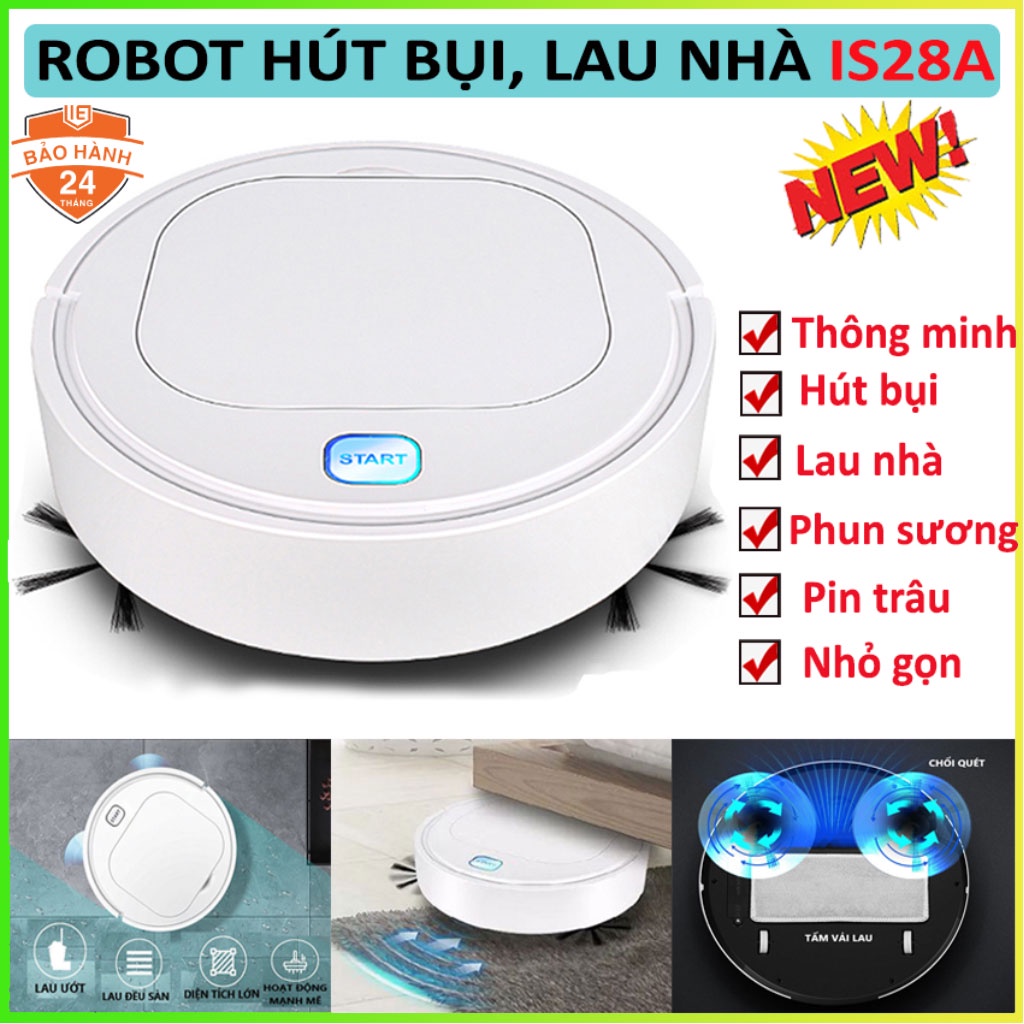 Robot hút bụi, Robot - rô bốt lau nhà quét nhà đa năng tích hợp xông tinh dầu làm thơm nhà model IS28A tiện lợi