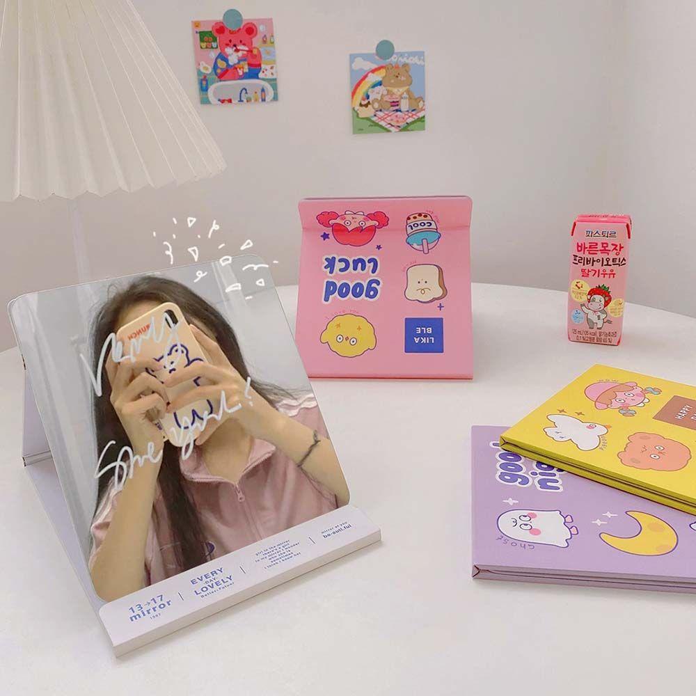 OCEANMAP Gương Trang Điểm Gấp Gọn Họa Tiết Hoạt Hình Phong Cách Hàn Quốc