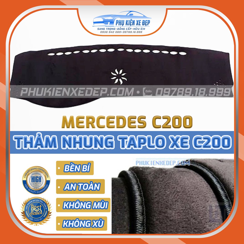 Thảm taplo ô tô lông cừu HÀNG LOẠI I xe Mercedes C200 [CAO CẤP]  chống nóng có 3 lớp chống Trượt