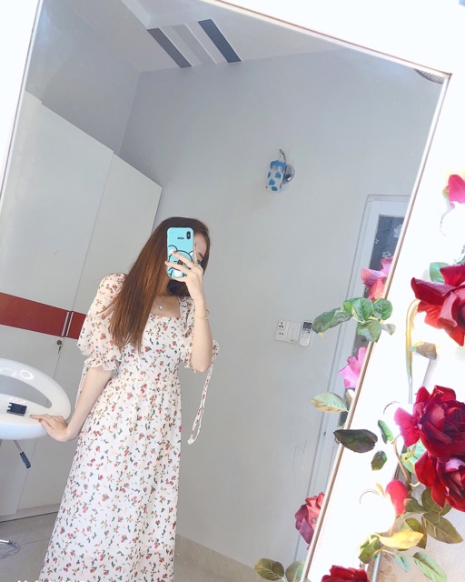 Đầm hoa cổ vuông tay phồng [Ảnh thật | BigBuy360 - bigbuy360.vn