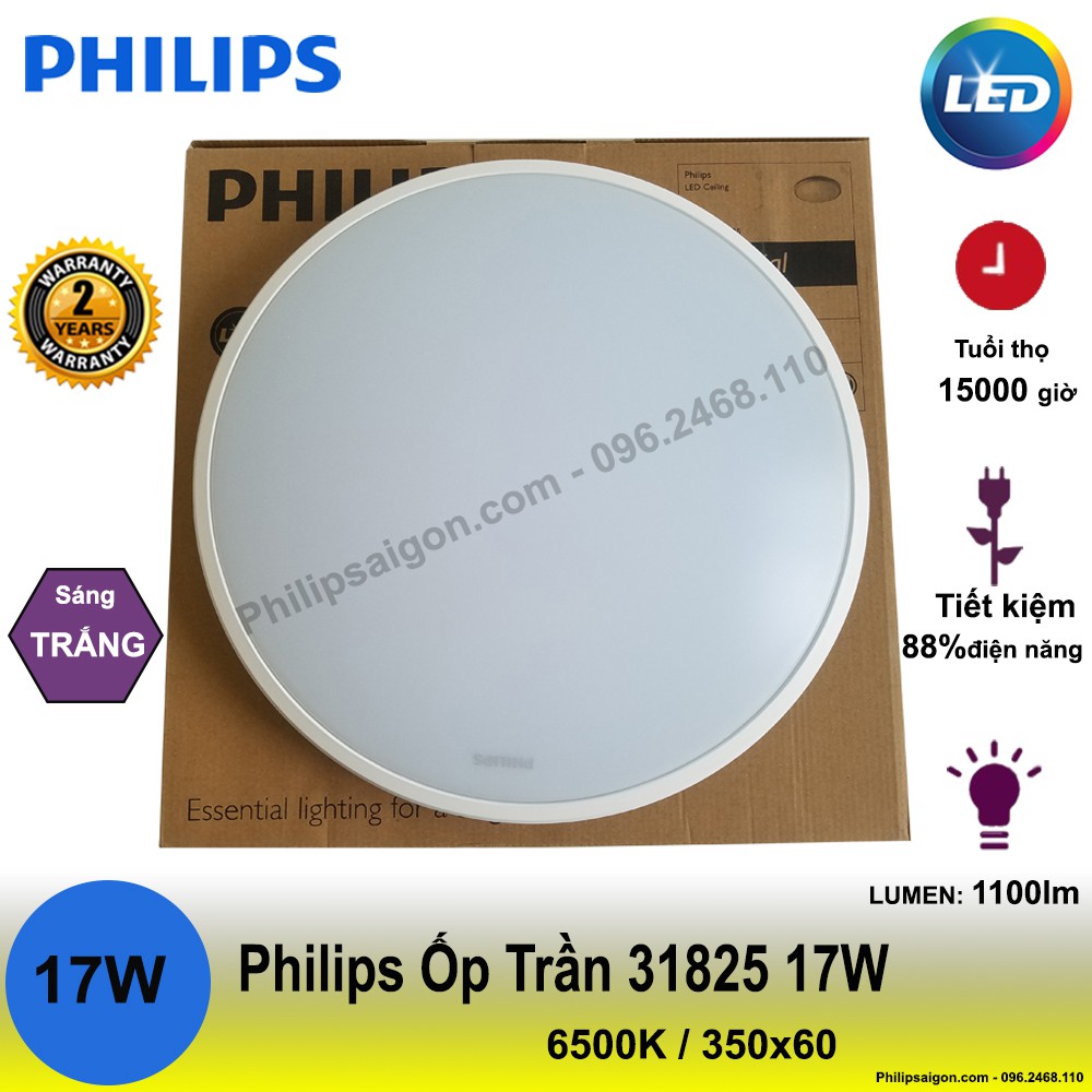 ĐÈN ỐP TRẦN  Philips LED PHILIPS 31825 TWIRLY 17W 6500K ( ÁNH SÁNG TRẮNG)( HÃNG PHÂN PHỐI CHÍNH HÃNG)- bảo hành 24 thang