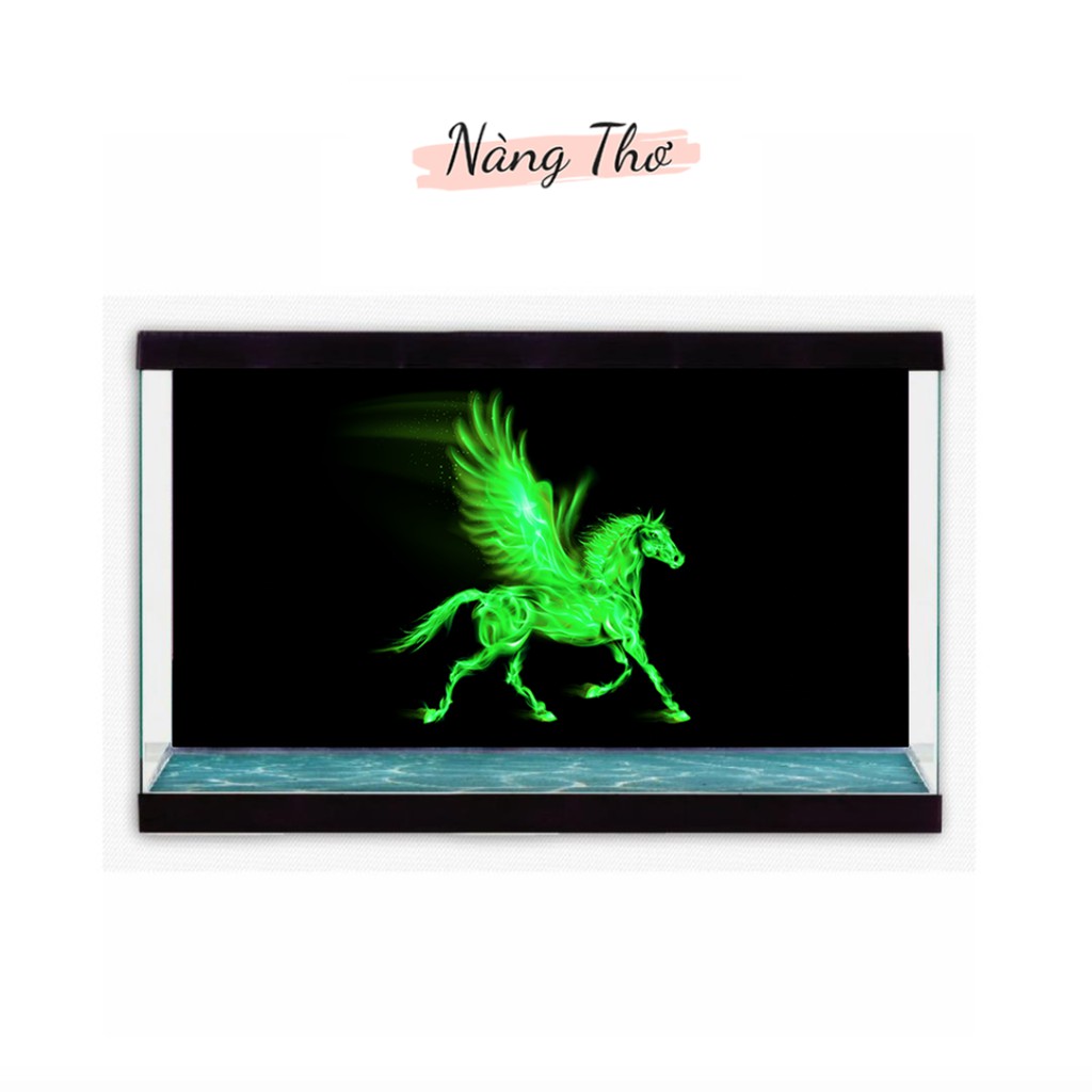 DECAL HÌNH NGỰA LỬA CÓ CÁNH DÁN HỒ CÁ NHIỀU KÍCH THƯỚC_THIẾT KẾ NÀNG THƠ