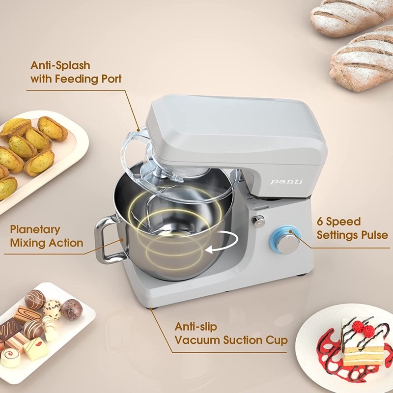 Máy nhào bột Panti 8L 1500W - Bánh răng kim loại cao cấp - trộn bột, salad, trà bông, ..