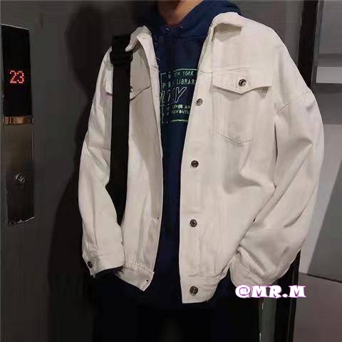 Áo khoác denim dáng rộng thời trang cơ bản cho nam nữ màu trơn