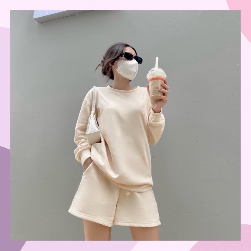 Coco set ( Set áo dài tay quần đùi nỉ)
