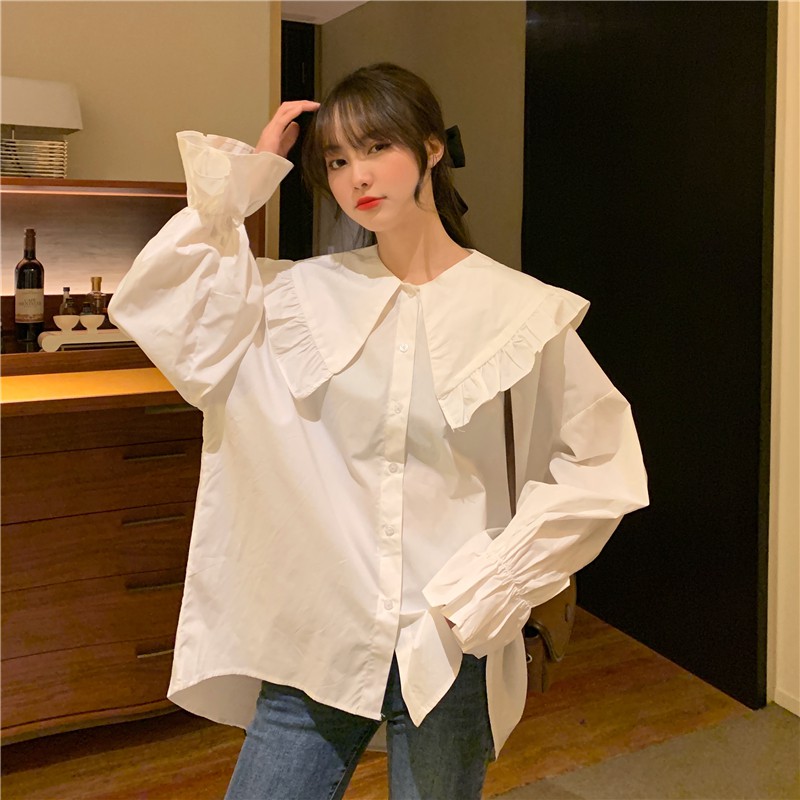 Kumivn [SẴN] áo sơ mi dài tay cổ điển tay loe ulzzang style