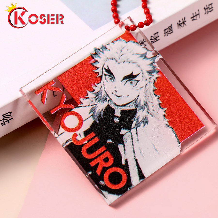 COSER KING 1Pcs Anime Acrylic Keychain Demon Slayer Nezuko Tanjiro Shinobu Giyuu Anime Kimetsu no Yaiba Cosplay