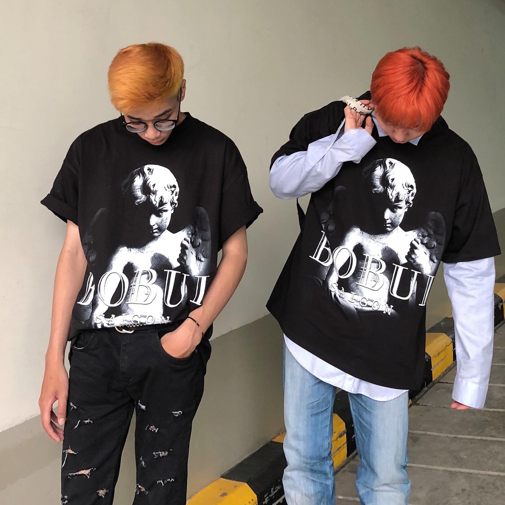 Áo thun BOBUI saigon ANGEL STAFF nam nữ unisex form rộng cổ tròn tay lỡ bigsize  T102