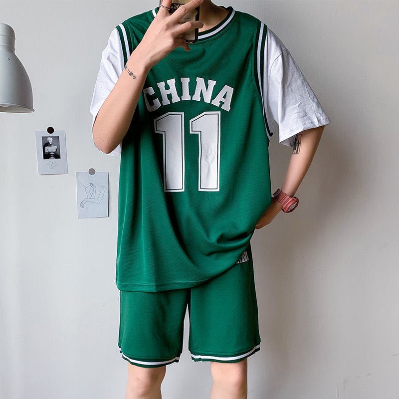 Áo bóng dá T-shirt Quần áo thể thao Bộ Đồ Thể Thao Bóng Rổ Ngắn Tay Thời Trang Mùa Hè Hàn Quốc Dành Cho Nam