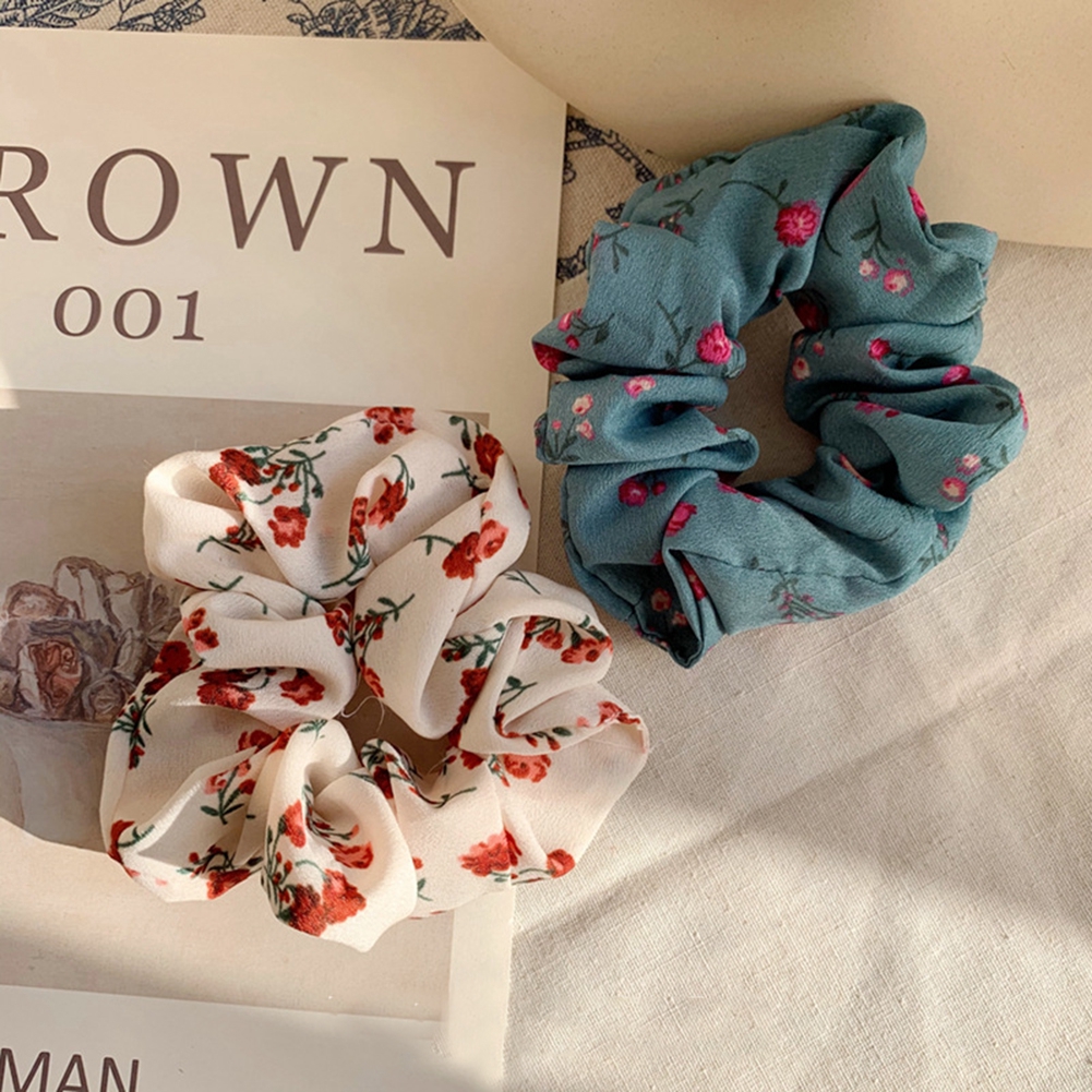 Dây buộc tóc Scrunchie in hoa nhiều màu Vintage phong cách Hàn Hair Scrunchies