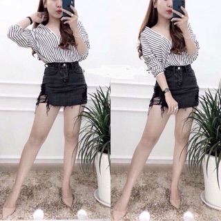 Sơ mi kẻ cổ chữ v