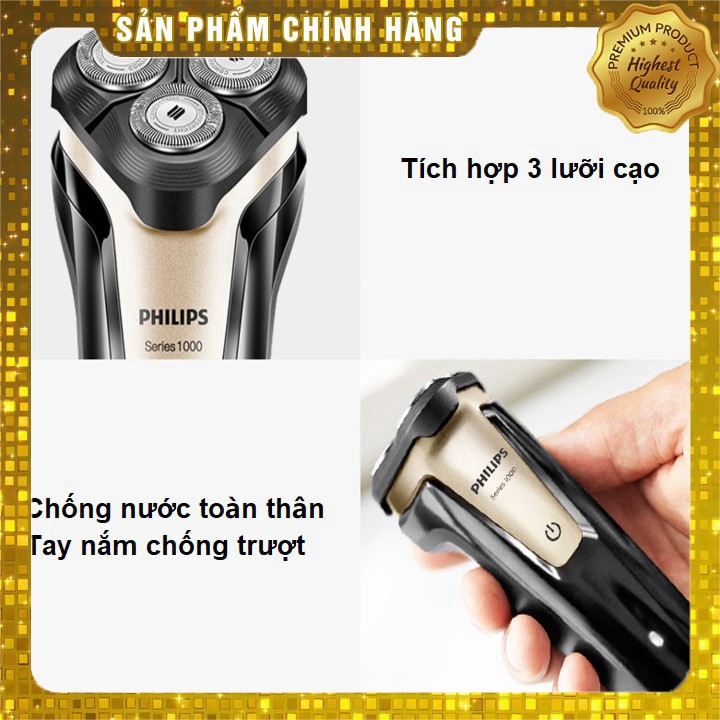 Máy cạo râu philips điện đa năng khô và ướt 3 lưỡi tự mài S1020 - Bảo hành 2 năm - khohangcap1_ad