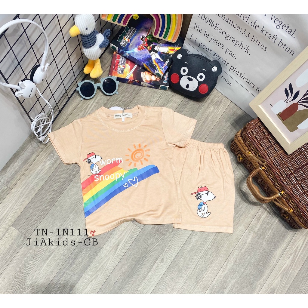Bộ Cộc Tay THUN LẠNH MINKY MOM In Hình Snoopy Ngộ Nghĩnh Cho Bé TN-IN111