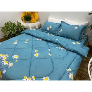 Trọn bộ 5 món poly cotton [ mẫu hoa vàng chùm xanh ]