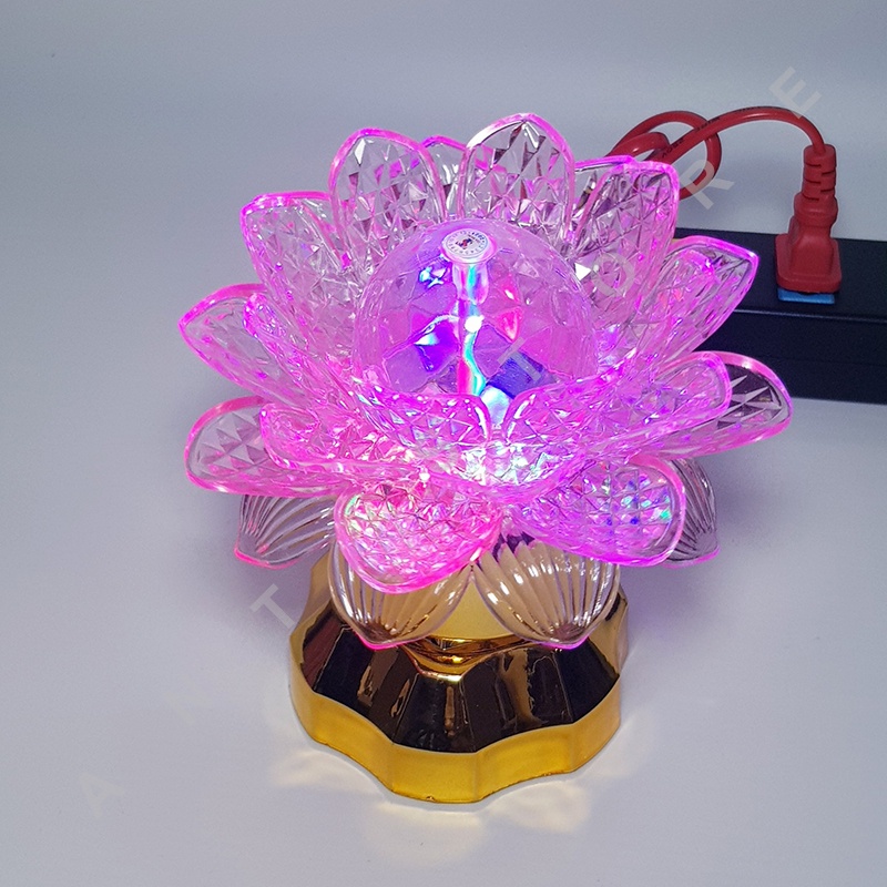 [ GIÁ 1 CẬP ]Đèn thờ hoa sen XOAY tròn hoặc ứng yên có đèn LED tự động đổi màu để bàn thờ Phật đèn thờ cún
