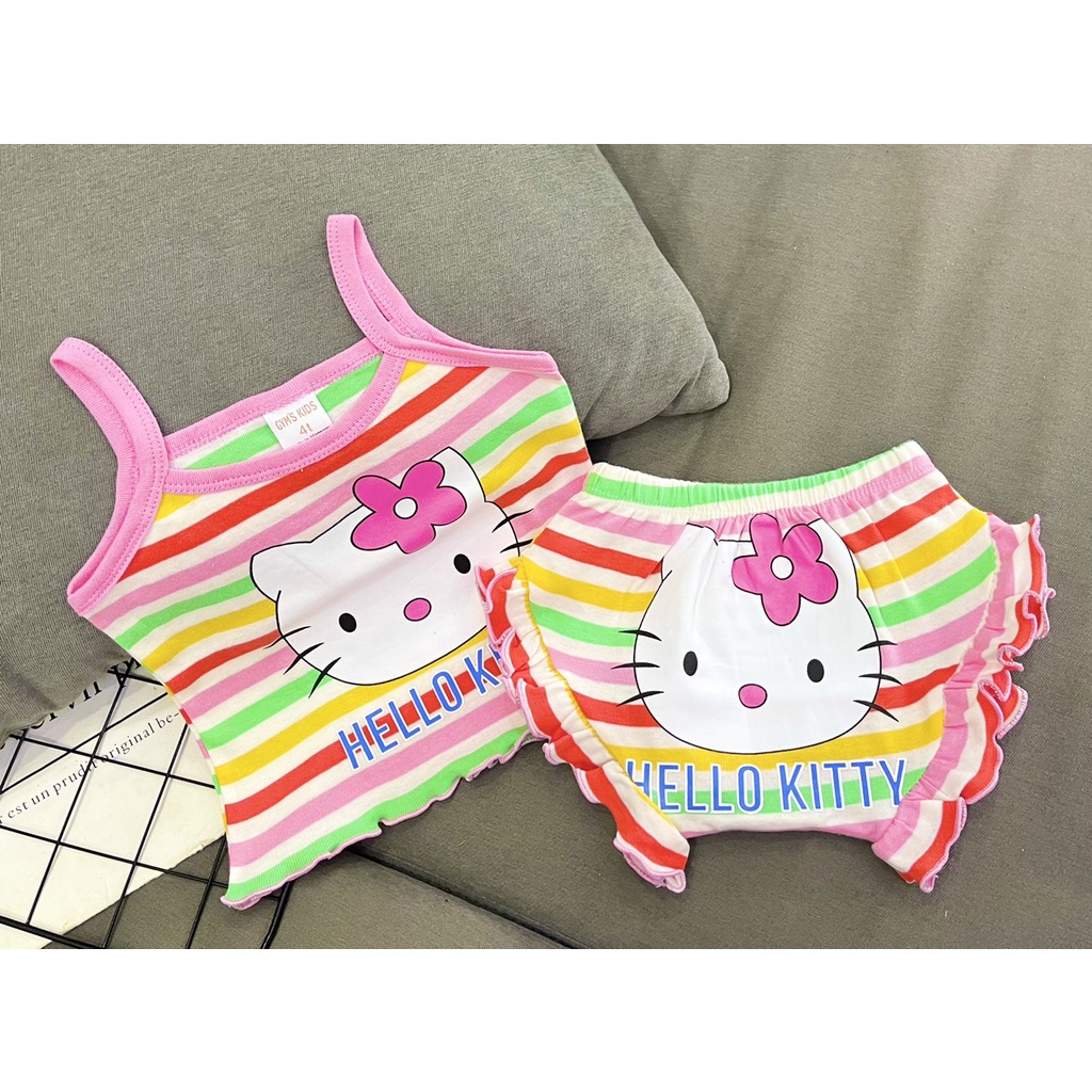 Đồ Bộ Bé Gái 9-22 Kg Set Quần Chip Đùi Mông Thú Áo Hai Dây Trẻ Em Borip In Hình Hot Trend Xinh Xỉu Homie Kids