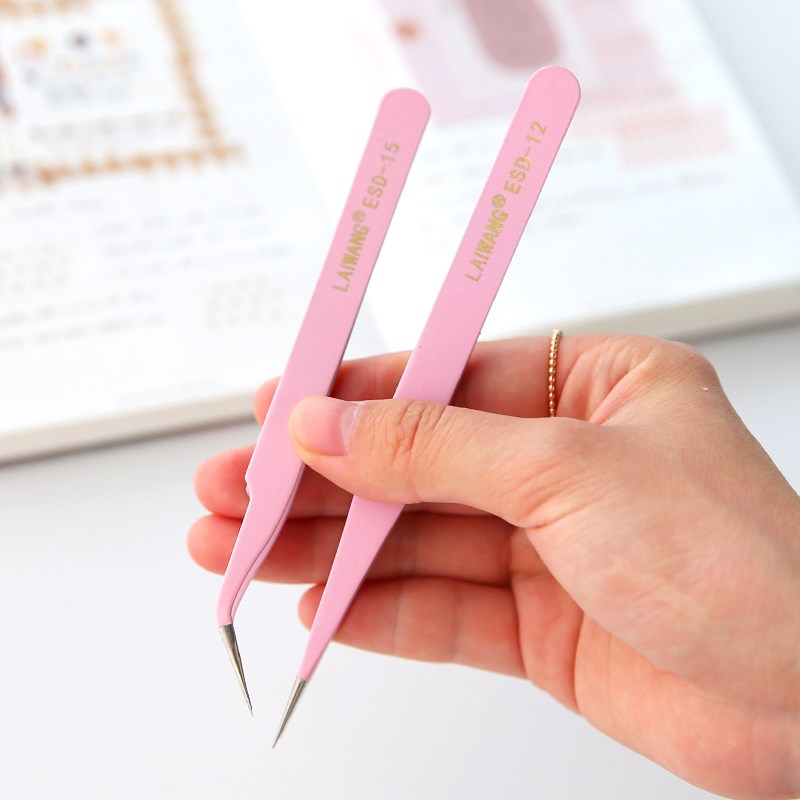 Nhíp kim loại đầu thẳng / cong dùng để gắp hình dán tiện dụng