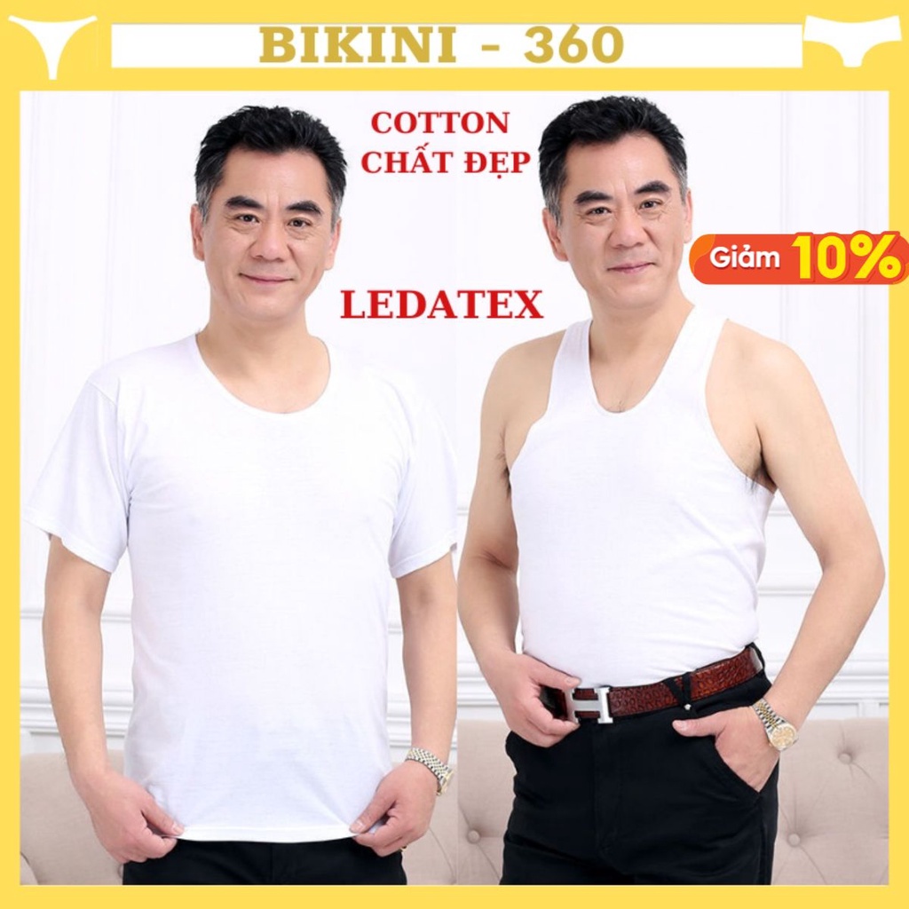Aó thun Lót Nam LEDATEX trắng thun lạnh 3 lỗ và cộc tay chất cotton Dầy mát Đẹp Hàng Việt Nam Chất Lượng Cao.