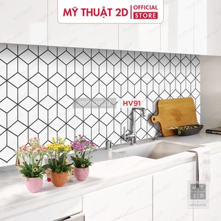 Sét 3 mét dài Decal gạch bông hoạ tiết đơn giản đen trắng trang trí quầy quán nhà cửa_kt 3x0,6met