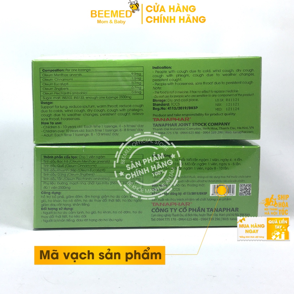 Viên ngậm ho Eucatana từ thảo dược hộp 100 viên, hỗ trợ giảm đau rát họng, ho có đờm, khản tiếng