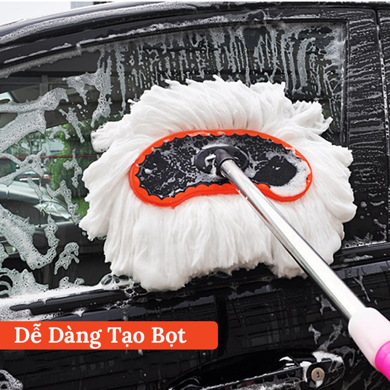 Cây Lau Rửa Xe Ô Tô Cán Dài Lông Mềm, Chổi rửa xe ô tô - cán co rút tiện tiện lợi ( CHỔI DÀI )
