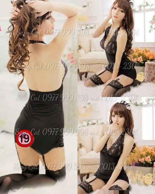Set váy ngủ kẹp tất sexy