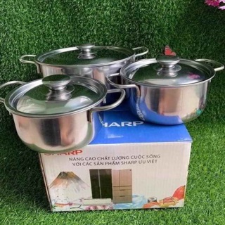 Bộ 3 nồi inox hkm sharp